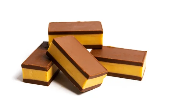 Mogyoró Elszigetelt Fehér Csokoládé — Stock Fotó