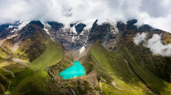 Luchtfoto Van Humantay Lake Peru Salcantay Berg Andes — Stockfoto