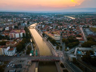 City of Nis aerial landmark view in south Serbia clipart