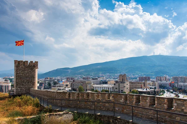 Skopje Macedonia Agosto 2017 Paisaje Urbano Skopie Vista Desde Fortaleza —  Fotos de Stock