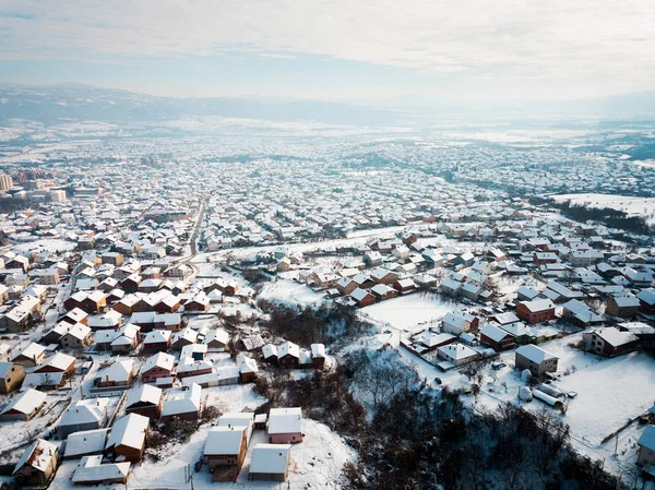 Воздух Холма Крыши Покрытые Снегом — стоковое фото