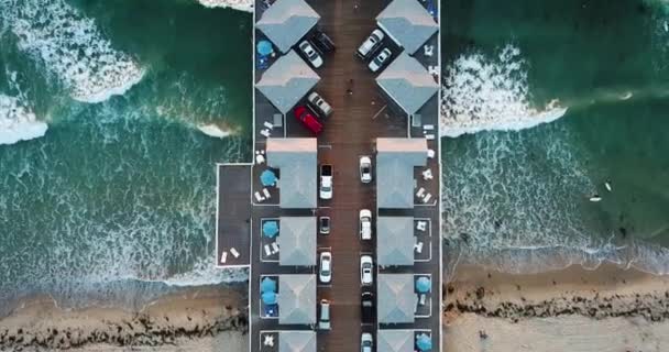 San Diego Pacific Beach Dock Letecký Pohled Při Západu Slunce — Stock video