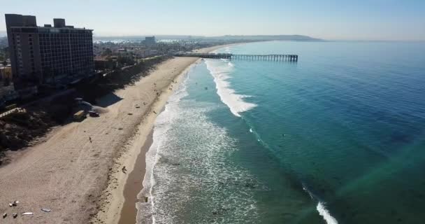 San Diego Pacific Beach Dock Vue Aérienne Coucher Soleil Côte — Video