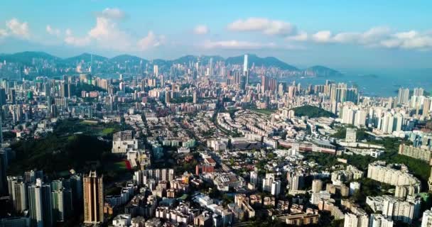 Съёмки Воздуха Острова Гонконг Центре Современного Города — стоковое видео