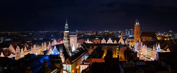 Ночной Вид Крыши Соборы Вроцлава Польше — стоковое фото