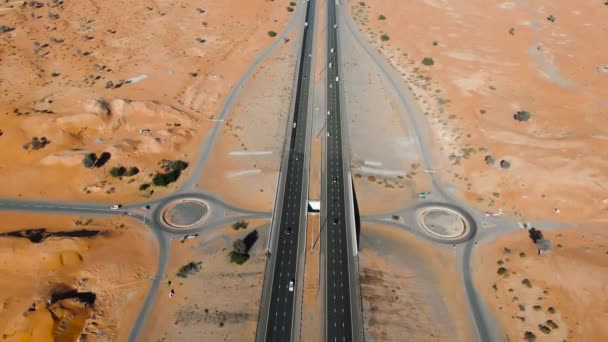 Camino Autopista Través Vista Imágenes Aéreas Del Desierto — Vídeos de Stock