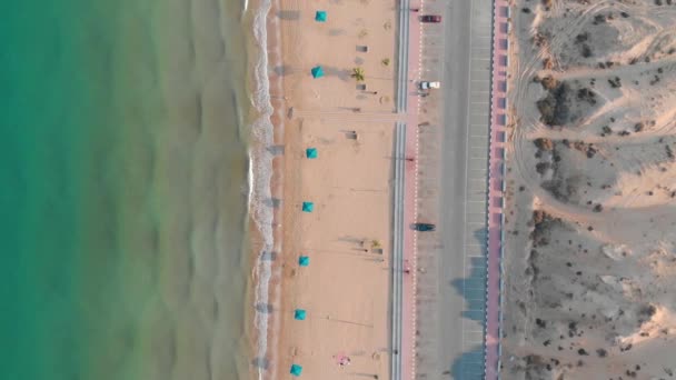 Luchtfoto Van Flamingo Strand Ras Khaimah Emiraat Van Verenigde Arabische — Stockvideo