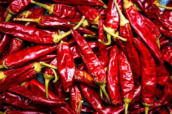 Dried Red Peppers Table Close — Stock Photo, Image