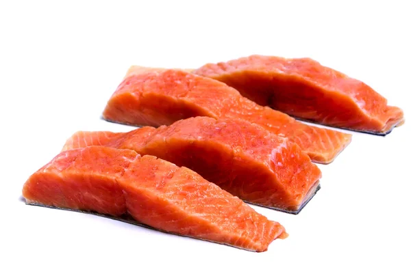 Σολωμός Ψάρι Κρέας Που Απομονώνονται Λευκό Φόντο — Φωτογραφία Αρχείου