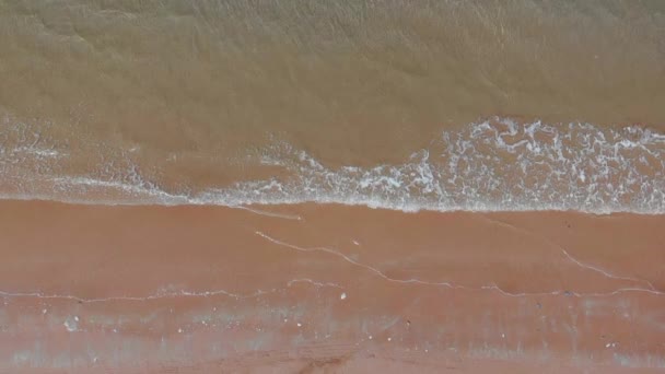 Waves Splashing Sea Shore Aerial Footage — Stock Video