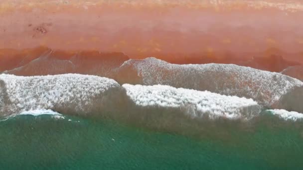 Хвилі Розбризкують Морський Берег Повітряні Кадри — стокове відео