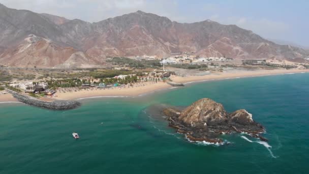 Plage Littoral Fujairah Aux Émirats Arabes Unis Vue Aérienne — Video