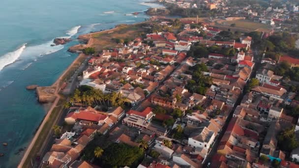 コロニアルガル オランダ砦 スリランカの空中映像 — ストック動画