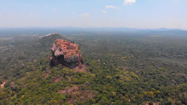 Sigiriya Ancient Rock Fortress Central Province Sri Lanka Aerial View — Stock Video