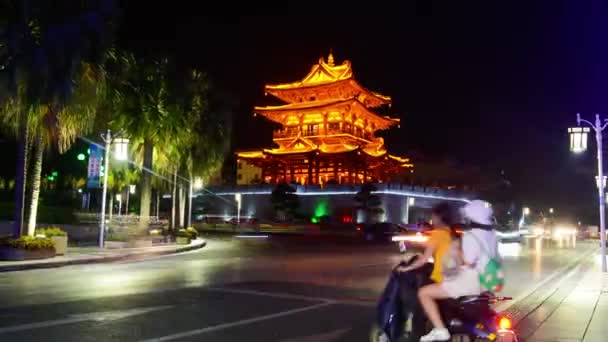 Caducidad Nocturna Del Centro Guilin Provincia China Guangxi — Vídeo de stock