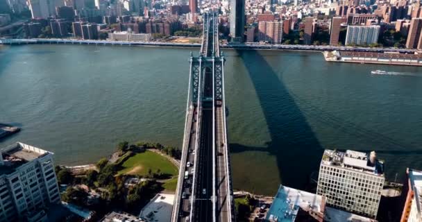 Puente Manhattan Ciudad Nueva York Centro Imágenes Vista Aérea — Vídeo de stock