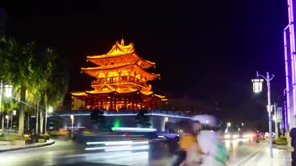 Nacht time lapse van Guilin Downtown in de provincie Guangxi van China — Stockvideo