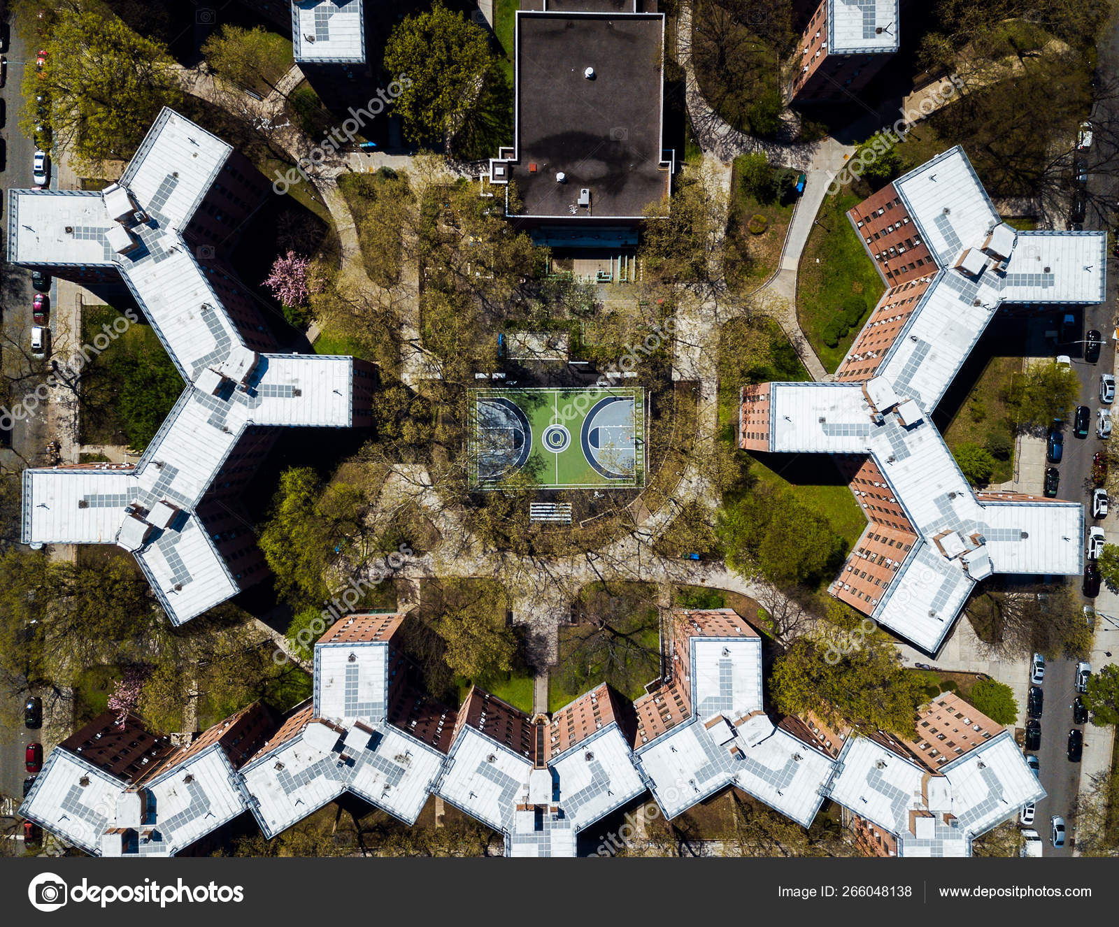 Aerial of Queensbridge Houses in New York Stock Photo by