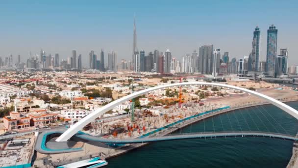 Vista Aérea Dubai Desde Canal Agua Los Emiratos Árabes Unidos — Vídeo de stock