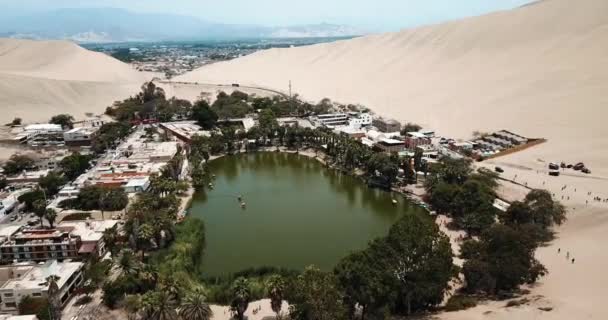 Huacachina Deserto Oásis Atração Viagens Peru Imagens Aéreas — Vídeo de Stock