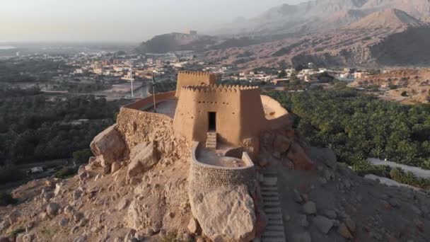 Fuerte Dhayah Ras Del Norte Emirato Khaimah Imágenes Aéreas Los — Vídeo de stock