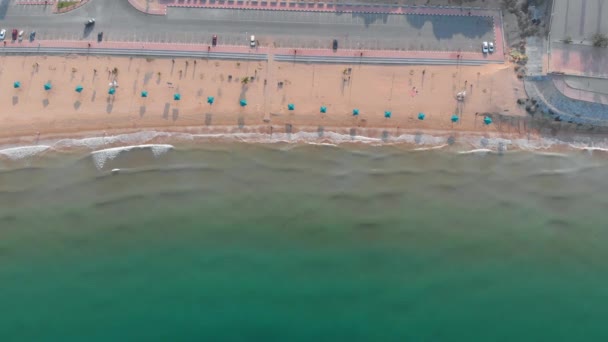 Flamingo Strand Ras Khaimah Den Vereinigten Arabischen Emiraten Luftaufnahme — Stockvideo