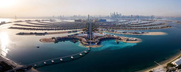 The Palm island panorama with Dubai marina in the background aer — Stock Photo, Image