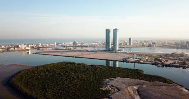 Ras Khaimah Emirato Nella Vista Aerea Skyline Degli Emirati Arabi — Video Stock