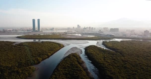 Ras Khaimah Emirato Nella Vista Aerea Skyline Degli Emirati Arabi — Video Stock