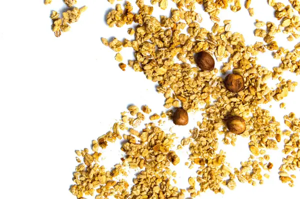 Mezcla de cereales y granola con avellanas — Foto de Stock