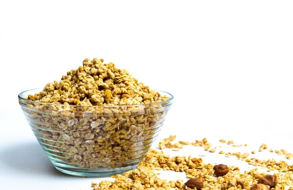 Mezcla de cereales y granola en un tazón — Foto de Stock