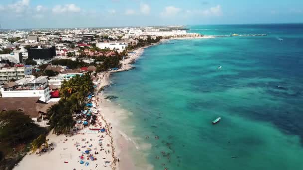 Quintana Roo Playa Del Carmen Halk Plajı Meksika Hava Görüntüleri — Stok video