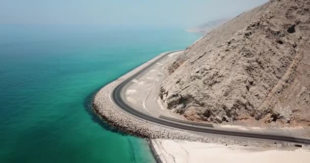 Kustvägen Och Havet Musandam Guvernement Oman Antenn Film — Stockvideo
