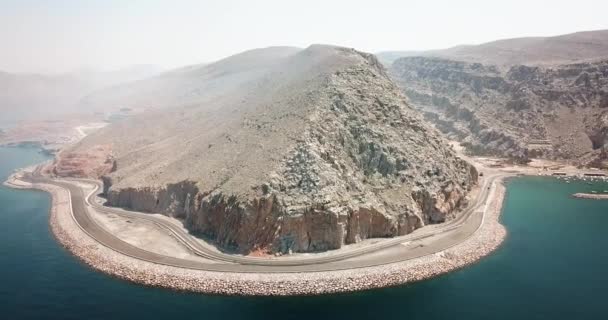 Estrada Costeira Litoral Musandam Governorate Oman Imagens Aéreas — Vídeo de Stock