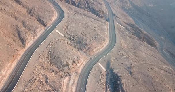 Desert Mountain Road Jebel Jais Berget Förenade Arabemiraten Flygvy — Stockvideo