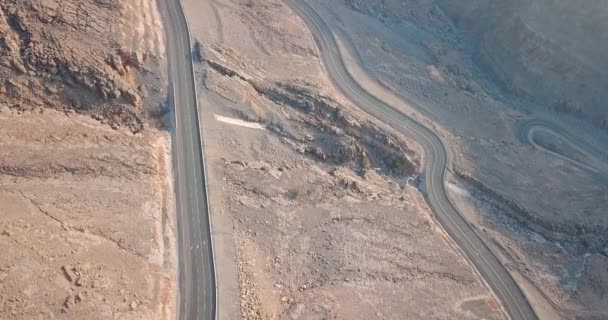 Desert Mountain Road Jebel Jais Berget Förenade Arabemiraten Flygvy — Stockvideo