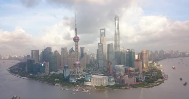 Shanghai Skyline Images Aériennes Avec Des Gratte Ciel Étonnants Élevant — Video