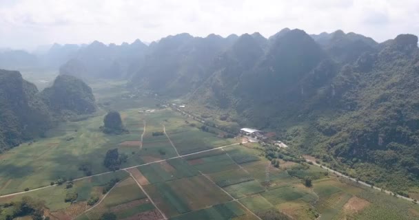 Райс Сахарный Тростник Поля Карстовые Пейзажи Южного Китая Вид Воздуха — стоковое видео