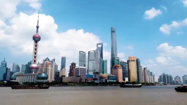 Shanghai Modern Skyline Day Motion Time Lapse Footage Amazing Skyscrapers — Stock Video