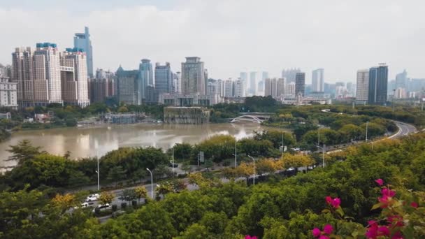 Nanning Kina September 2019 Stadsbild Utsikt Över Nanning Downtown Huvudstad — Stockvideo