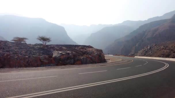 Estrada Deserto Montanha Jebel Jais Nos Emirados Árabes Unidos — Vídeo de Stock