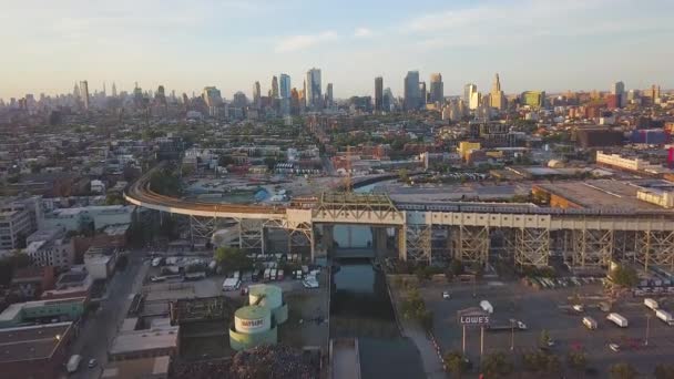 Brooklyn New York June 2020 Aerial Gowanus Expressway Brooklyn Subway — 비디오