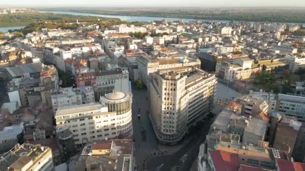 Veduta Aerea Della Knez Mihajlova Del Centro Belgrado Alla Capitale — Video Stock