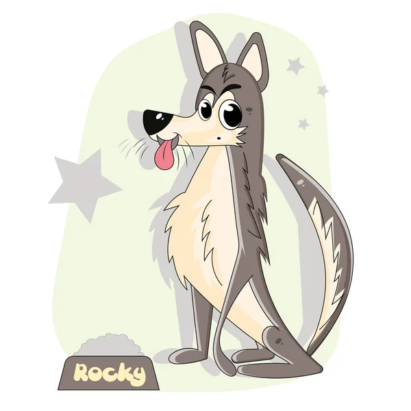 Siberian Wolf Cartoon Dog Breeds Vector Illustration — Stock Vector