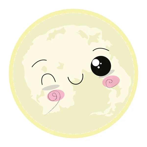 Caricature d'un kawaii lunaire — Image vectorielle