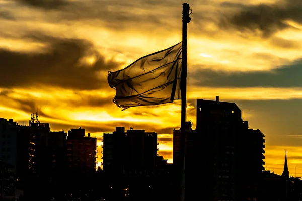 Argentine Flag Flying Sunset — Stock Photo, Image