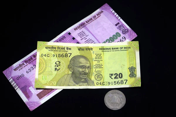 Indian Money 2021 Koncepcja Nowego Roku Czarnym Tle Koncepcja Nowego — Zdjęcie stockowe