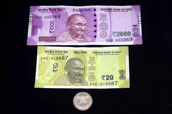 Indian Money 2021 Koncepcja Nowego Roku Czarnym Tle Koncepcja Nowego — Zdjęcie stockowe