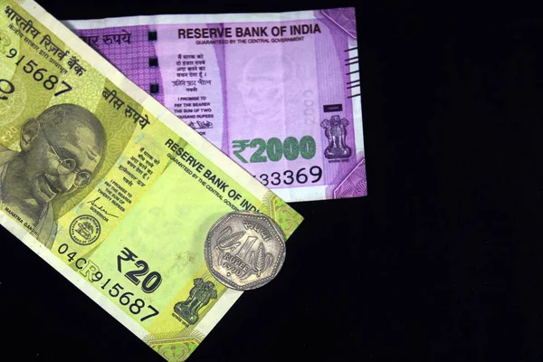 Indian Money 2021 Koncepcja Nowego Roku Czarnym Tle Koncepcja Nowego — Zdjęcie stockowe