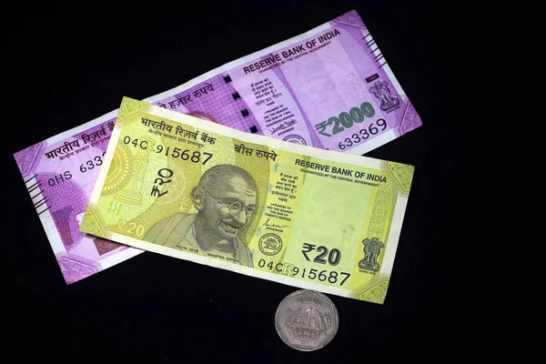 Indian Money 2021 Koncepcja Nowego Roku Czarnym Tle Koncepcja Nowego — Zdjęcie stockowe